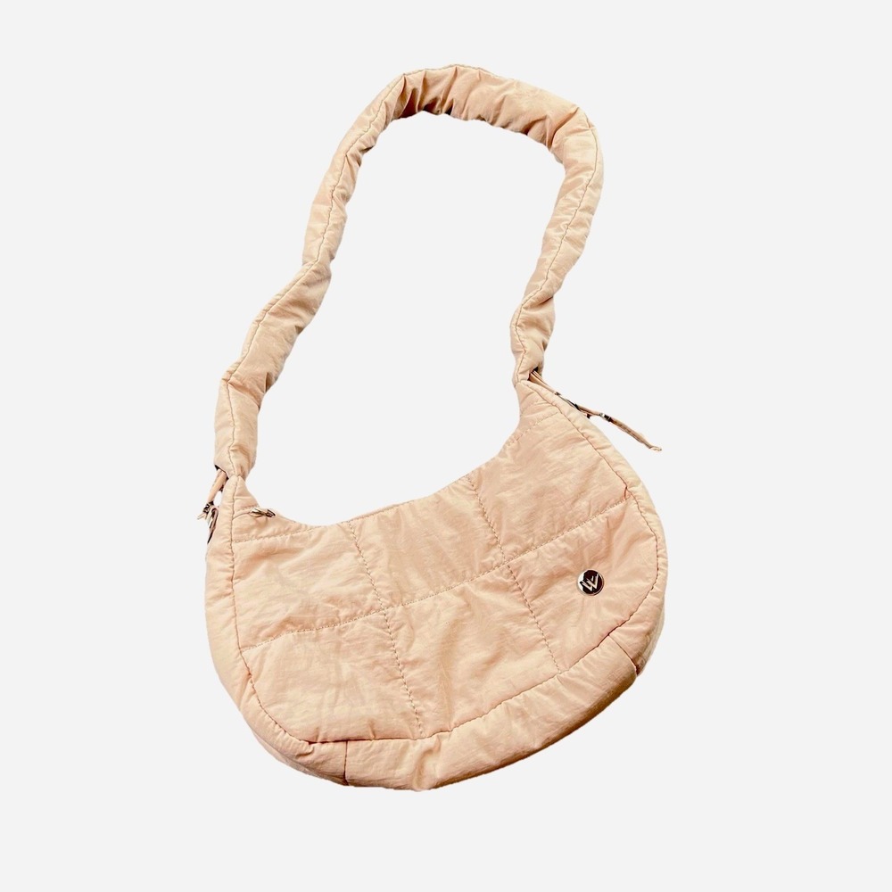 Westbronco Blush Pink Quilted Mini Hobo Bag Scrunch Handle Adjustable Strap